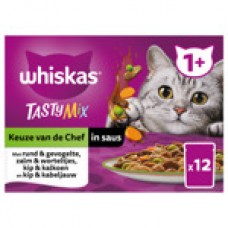 Whiskas MP pouch adult vlees/vis/groente in saus 12 x 85 gr